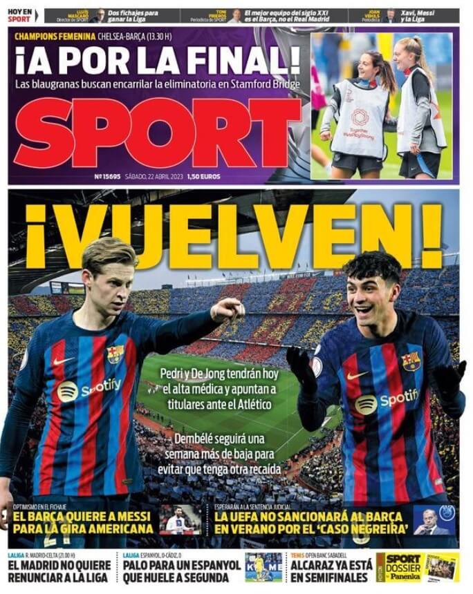 Portadas Deportivas Sábado 22/4/2023