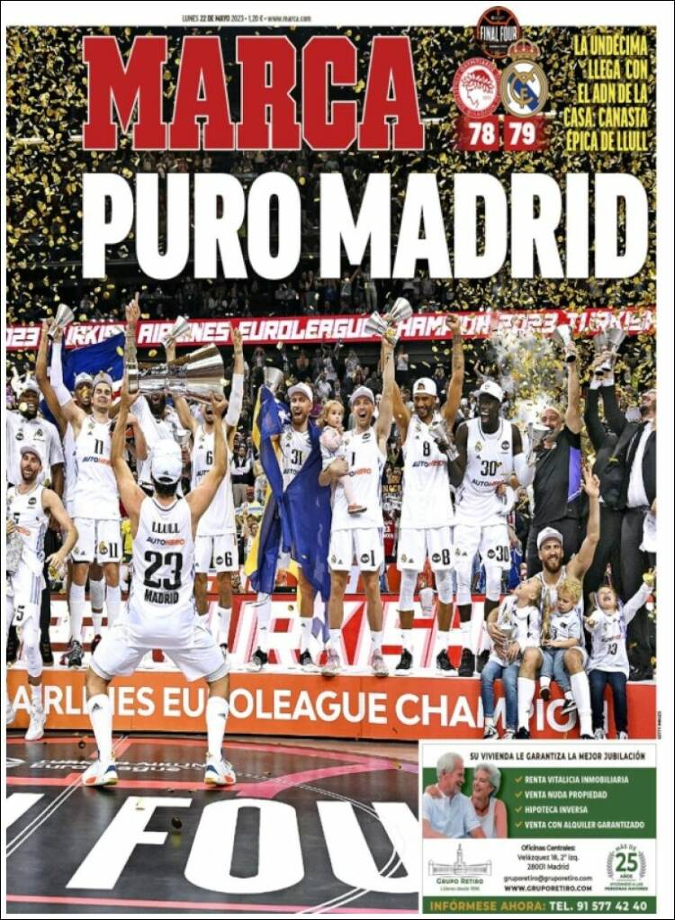 Portadas Deportivas Lunes 22/5/2023 Portadas Deportivas Lunes 22/5/2023