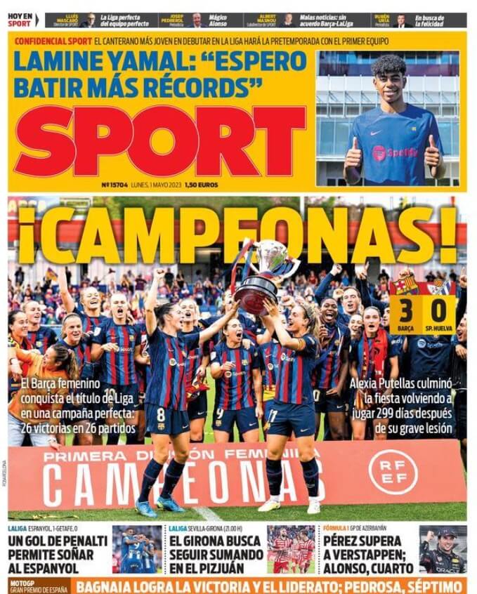 Portadas Deportivas Lunes 1/5/2023