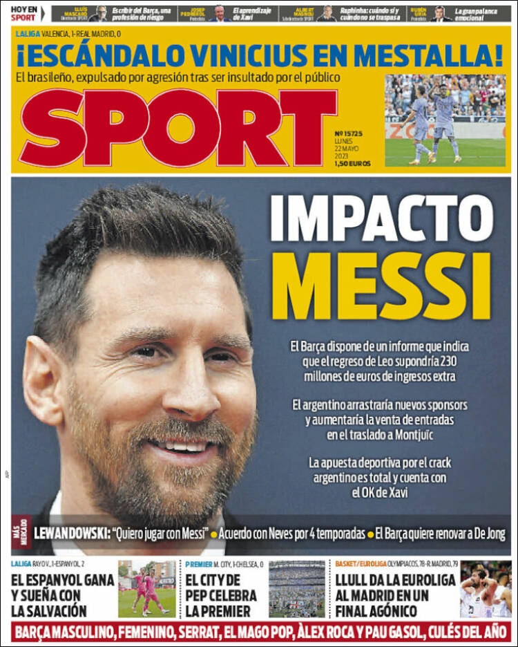 Portadas Deportivas Lunes 22/5/2023 Portadas Deportivas Lunes 22/5/2023