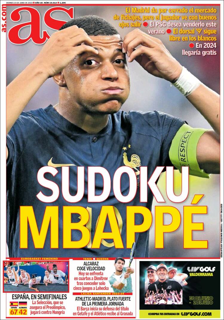 Portadas Deportivas Viernes 23/6/2023 Portadas Deportivas Viernes 23/6/2023