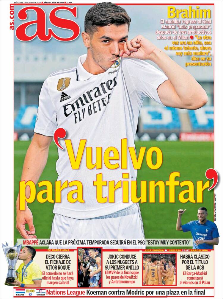 Portadas Deportivas Miércoles 14/6/2023 Portadas Deportivas Miércoles 14/6/2023