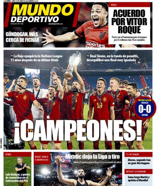 Portadas Deportivas Lunes 19/6/2023 Portadas Deportivas Lunes 19/6/2023
