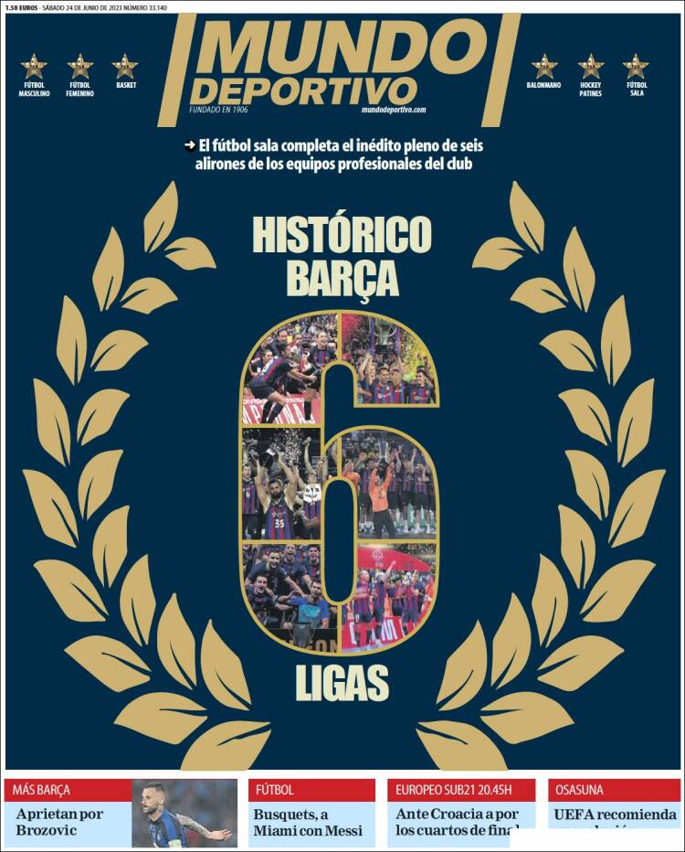 Portadas Deportivas Sábado 24/6/2023