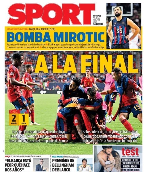 Portadas Deportivas Viernes 16/6/2023 Portadas Deportivas Viernes 16/6/2023