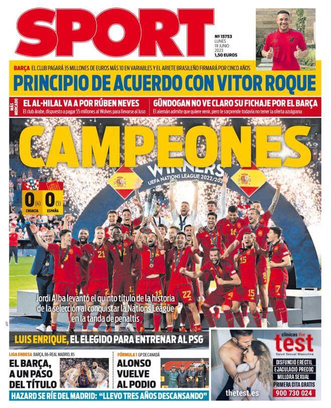 Portadas Deportivas Lunes 19/6/2023 Portadas Deportivas Lunes 19/6/2023