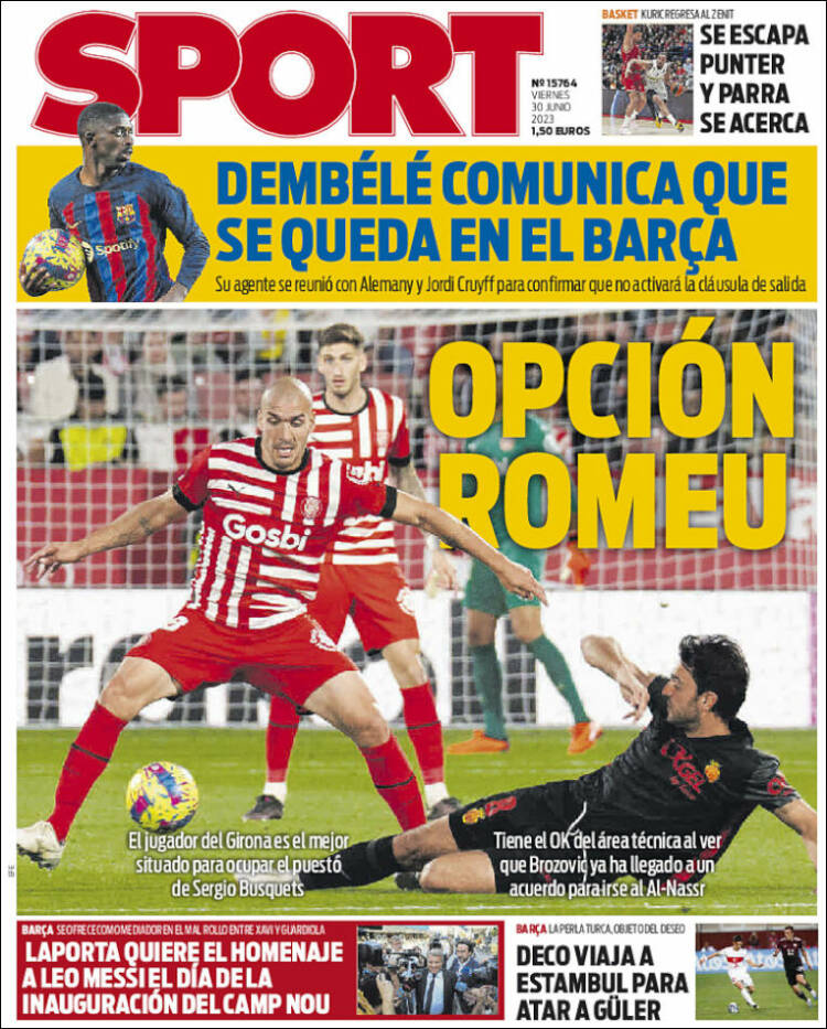 Portadas Deportivas Viernes 30/6/2023