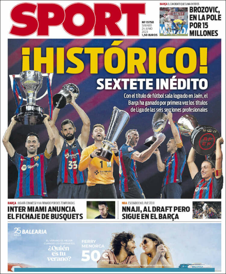 Portadas Deportivas Sábado 24/6/2023
