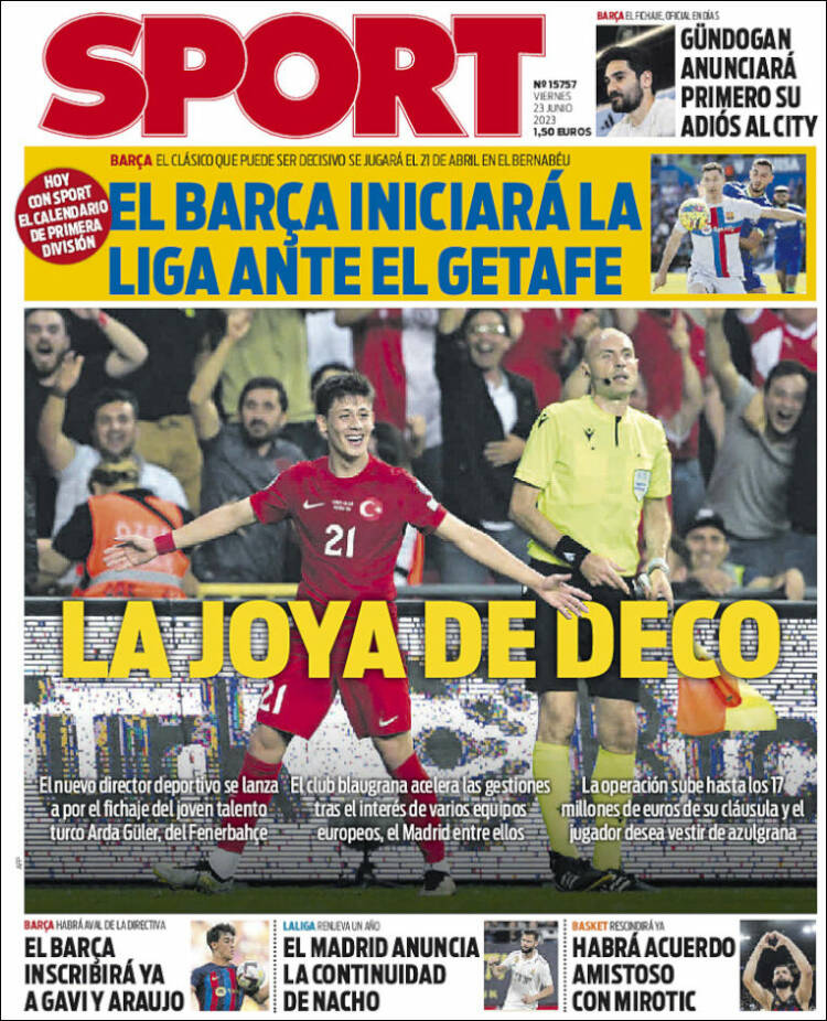 Portadas Deportivas Viernes 23/6/2023 Portadas Deportivas Viernes 23/6/2023