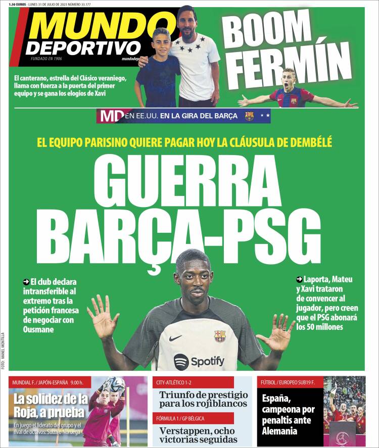 Portadas Deportivas Lunes 31/7/2023 Portadas Deportivas Lunes 31/7/2023