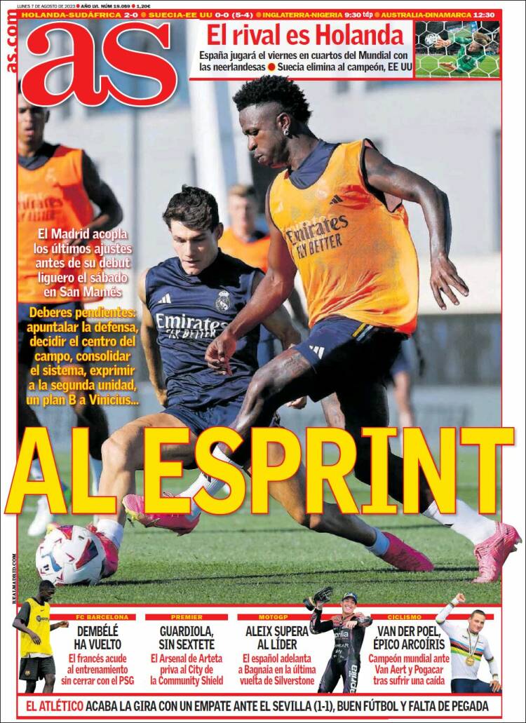 Portadas Deportivas Lunes 7/8/2023