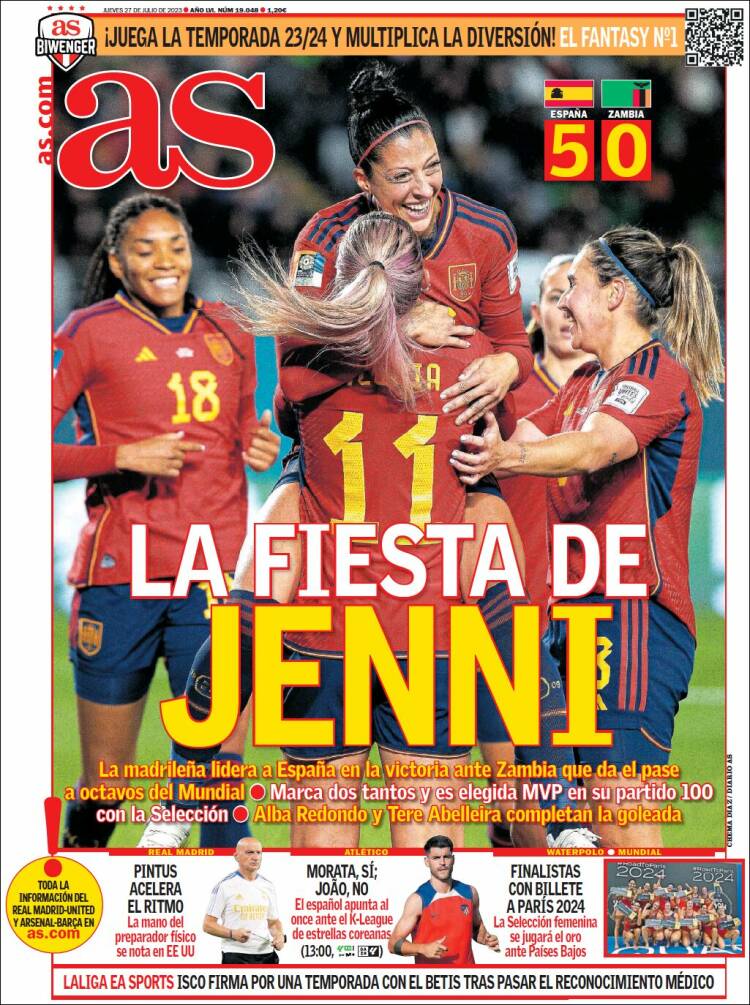 Portadas Deportivas Jueves 27/7/2023 Portadas Deportivas Jueves 27/7/2023