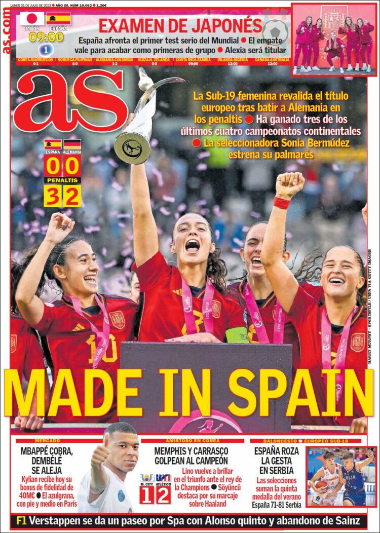 Portadas Deportivas Lunes 31/7/2023 Portadas Deportivas Lunes 31/7/2023