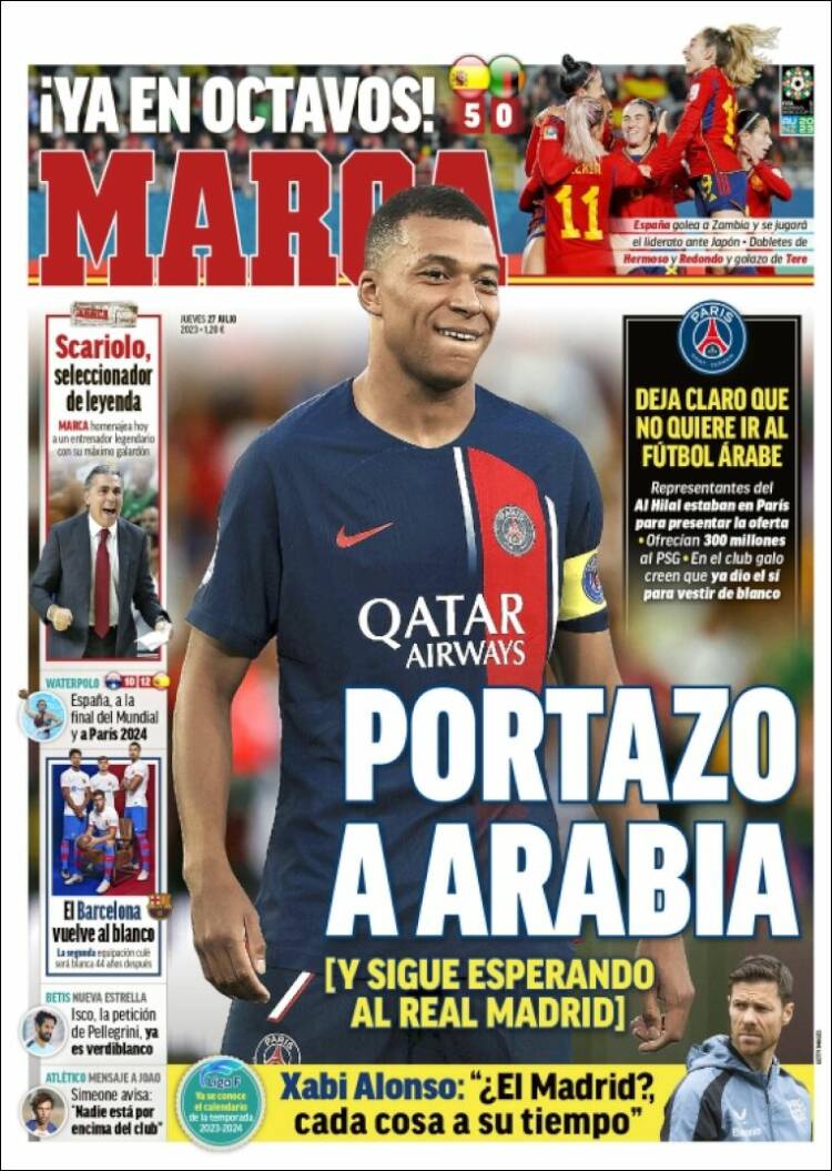 Portadas Deportivas Jueves 27/7/2023 Portadas Deportivas Jueves 27/7/2023