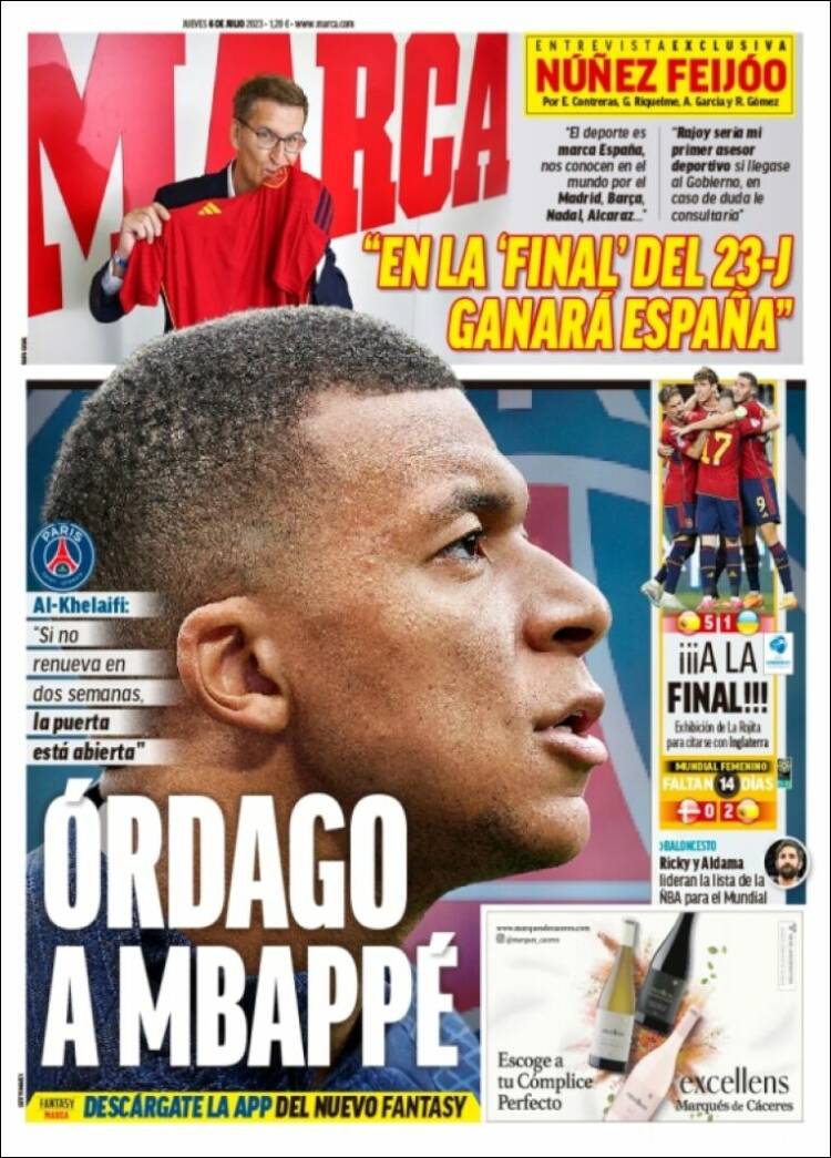Portadas Deportivas Jueves 6/7/2023
