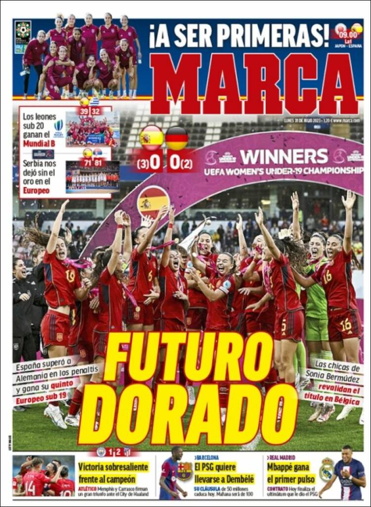 Portadas Deportivas Lunes 31/7/2023 Portadas Deportivas Lunes 31/7/2023