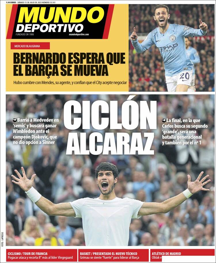 Portadas Deportivas Sábado 15/7/2023