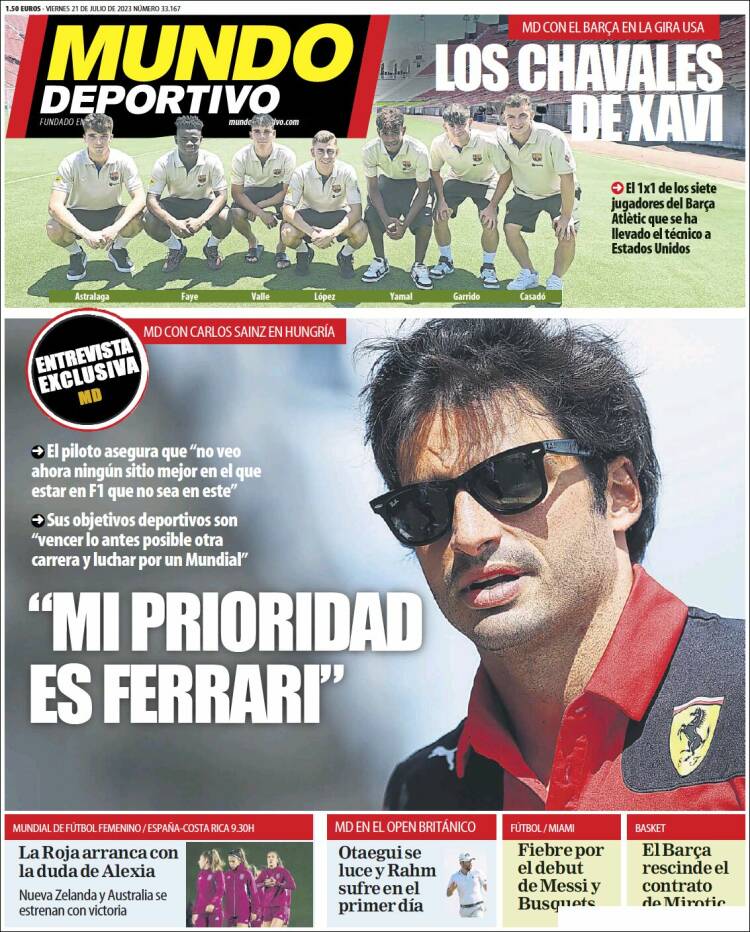 Portadas Deportivas Viernes 21/7/2023