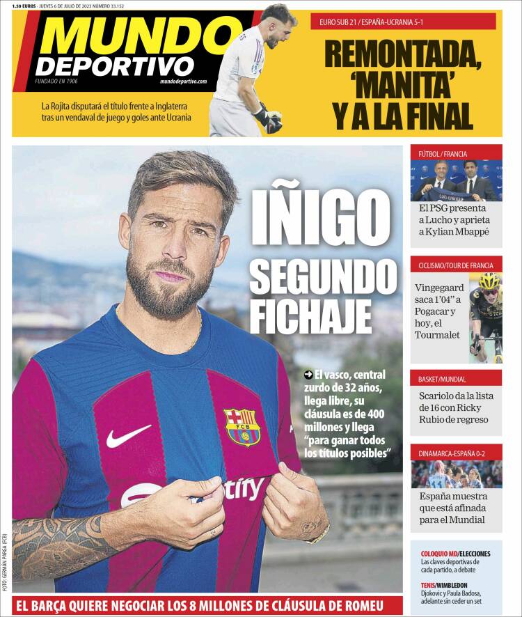 Portadas Deportivas Jueves 6/7/2023