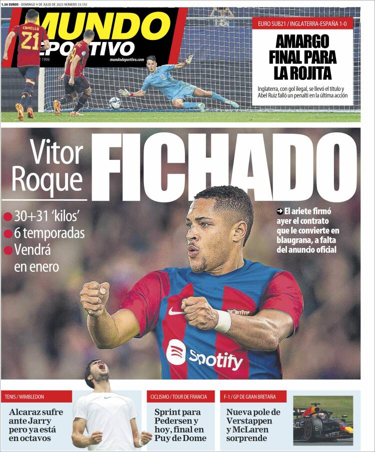 Portadas Deportivas Domingo 9/7/2023 Portadas Deportivas Domingo 9/7/2023
