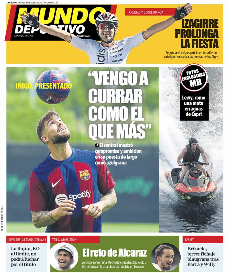 Portadas Deportivas Viernes 14/7/2023 Portadas Deportivas Viernes 14/7/2023