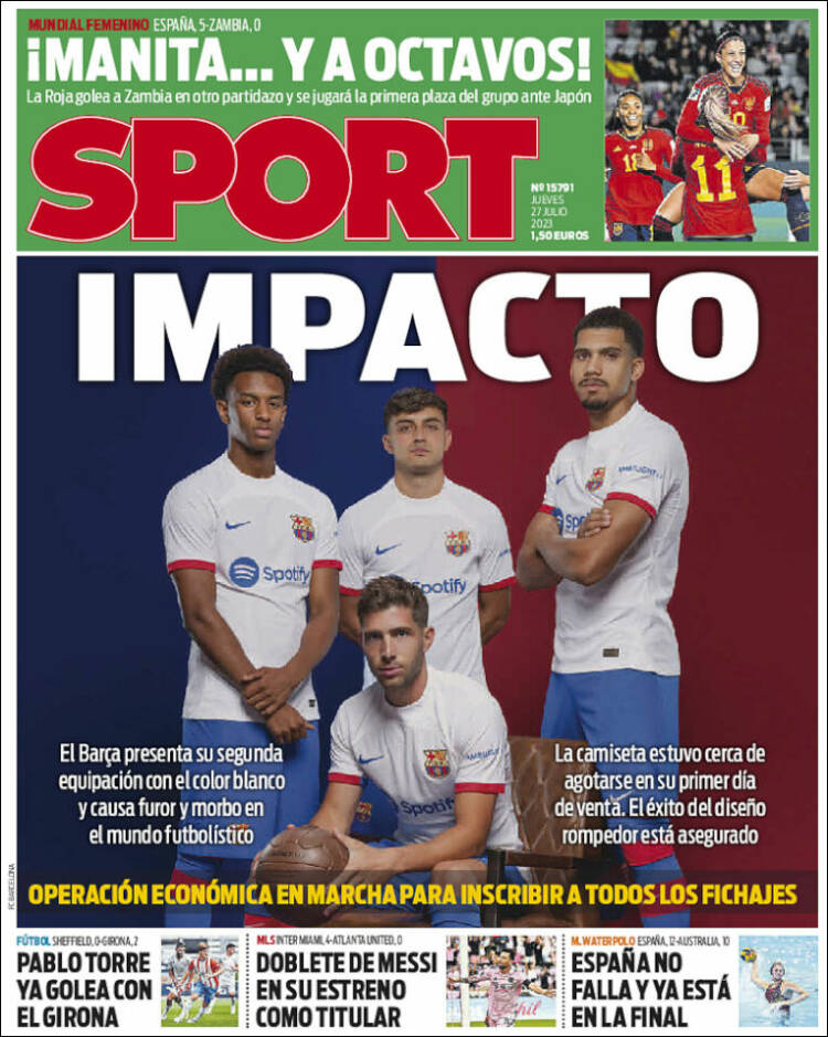Portadas Deportivas Jueves 27/7/2023 Portadas Deportivas Jueves 27/7/2023