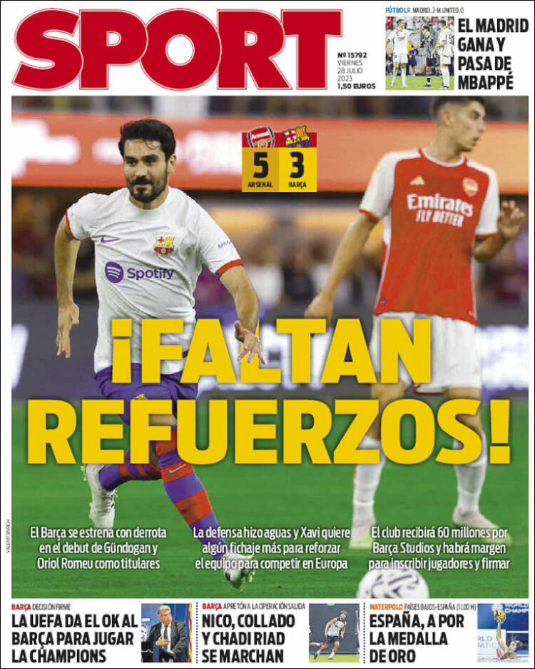 Portadas Deportivas Viernes 28/7/2023 Portadas Deportivas Viernes 28/7/2023