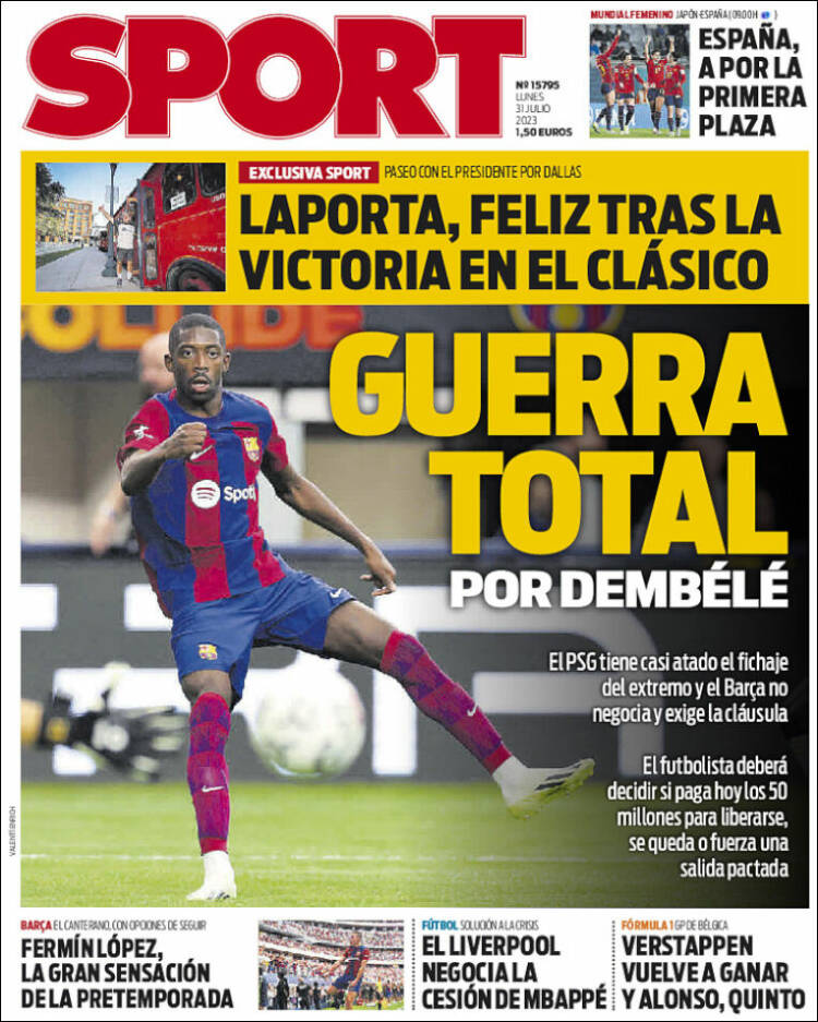 Portadas Deportivas Lunes 31/7/2023 Portadas Deportivas Lunes 31/7/2023