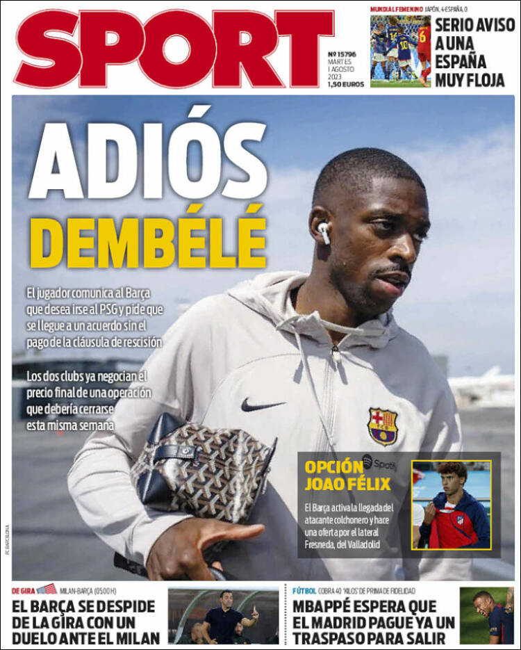 Portadas Deportivas Martes 1/8/2023 Portadas Deportivas Martes 1/8/2023