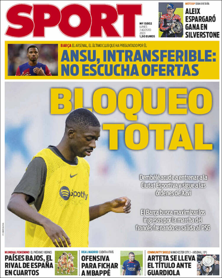 Portadas Deportivas Lunes 7/8/2023