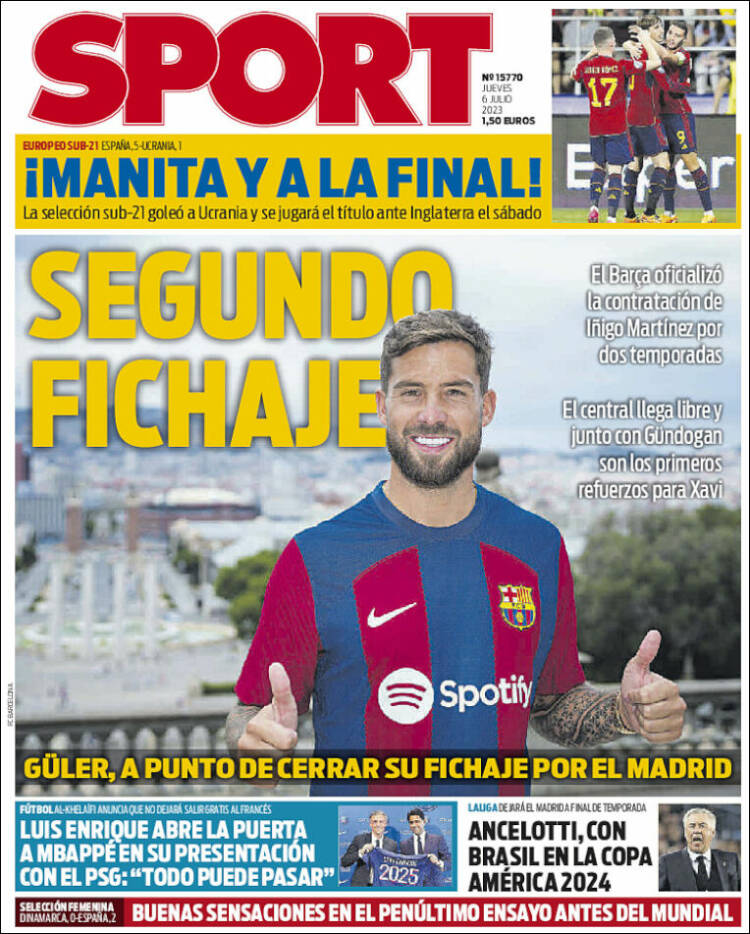 Portadas Deportivas Jueves 6/7/2023