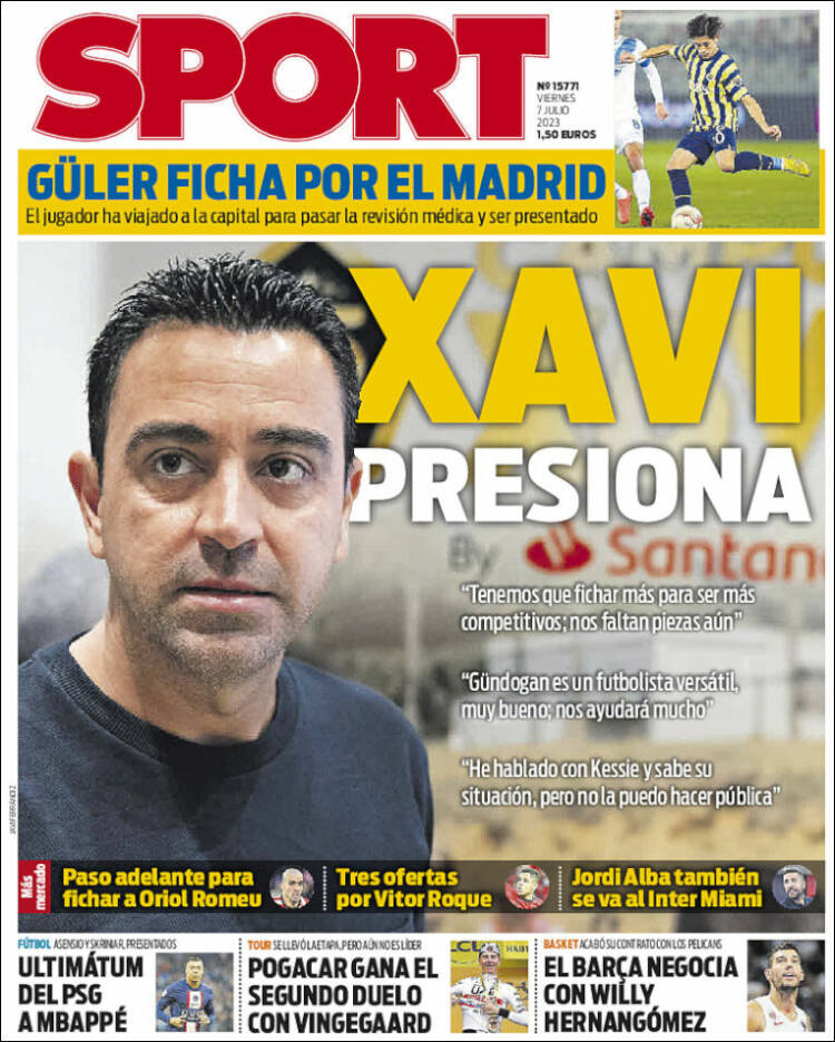 Portadas Deportivas Viernes 7/7/2023 Portadas Deportivas Viernes 7/7/2023