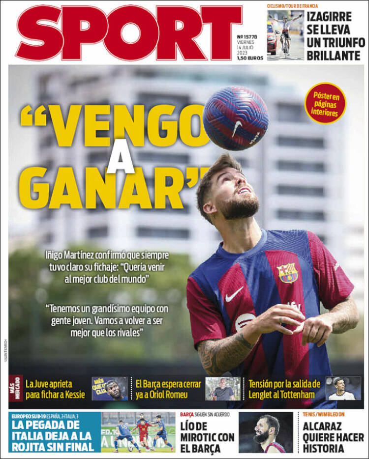 Portadas Deportivas Viernes 14/7/2023 Portadas Deportivas Viernes 14/7/2023