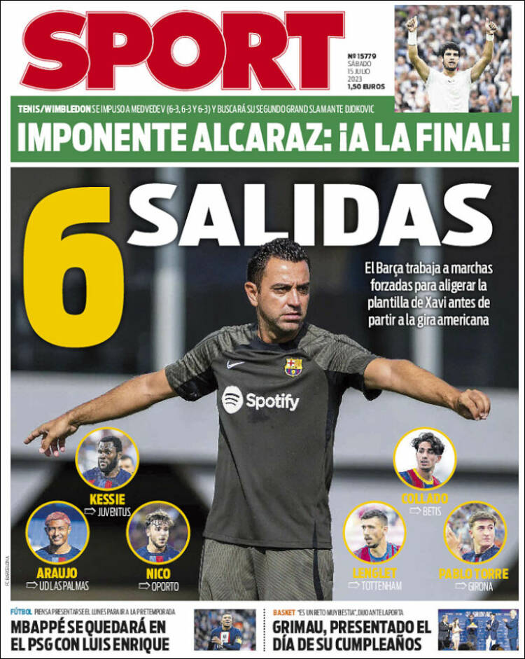 Portadas Deportivas Sábado 15/7/2023
