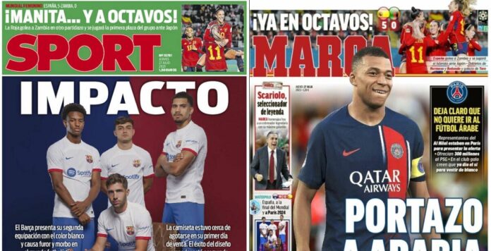 Portadas Deportivas Jueves 27/7/2023 Portadas Deportivas Jueves 27/7/2023