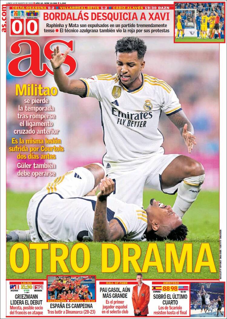 Portadas Deportivas Lunes 14/8/2023 