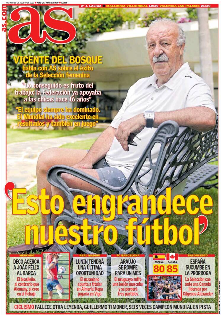Portadas Deportivas Viernes 18/8/2023 Portadas Deportivas Viernes 18/8/2023