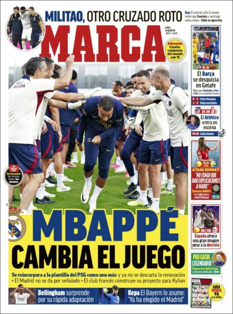 Portadas Deportivas Lunes 14/8/2023 