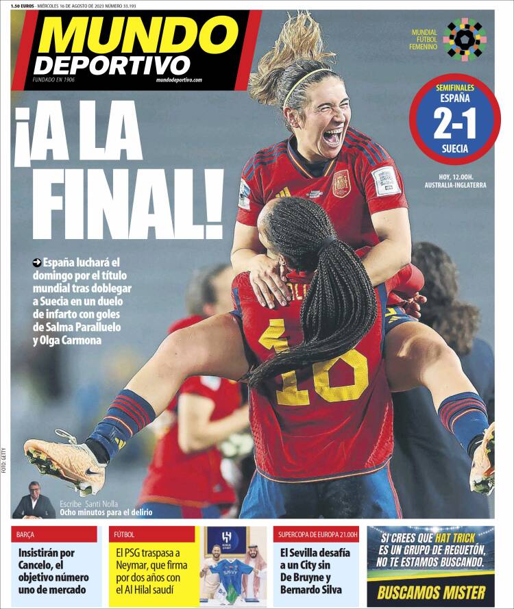 Portadas Deportivas Miércoles 16/8/2023 Portadas Deportivas Miércoles 16/8/2023
