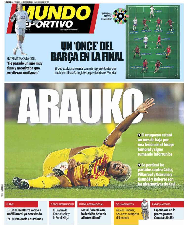 Portadas Deportivas Viernes 18/8/2023 Portadas Deportivas Viernes 18/8/2023