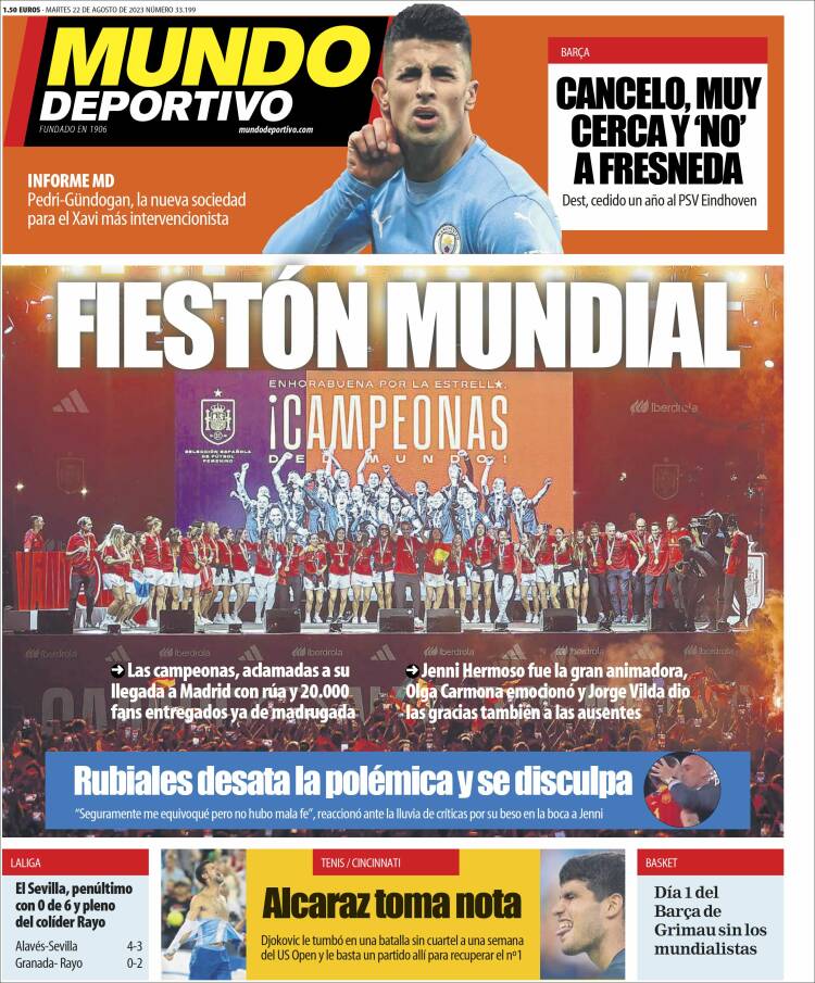 Portadas Deportivas Martes 22/8/2023 Portadas Deportivas Martes 22/8/2023