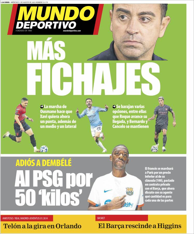 Portadas Deportivas Miércoles 2/8/2023 Portadas Deportivas Miércoles 2/8/2023