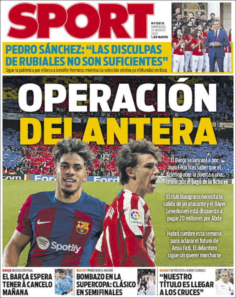 Portadas Deportivas Miércoles 23/8/2023 Portadas Deportivas Miércoles 23/8/2023