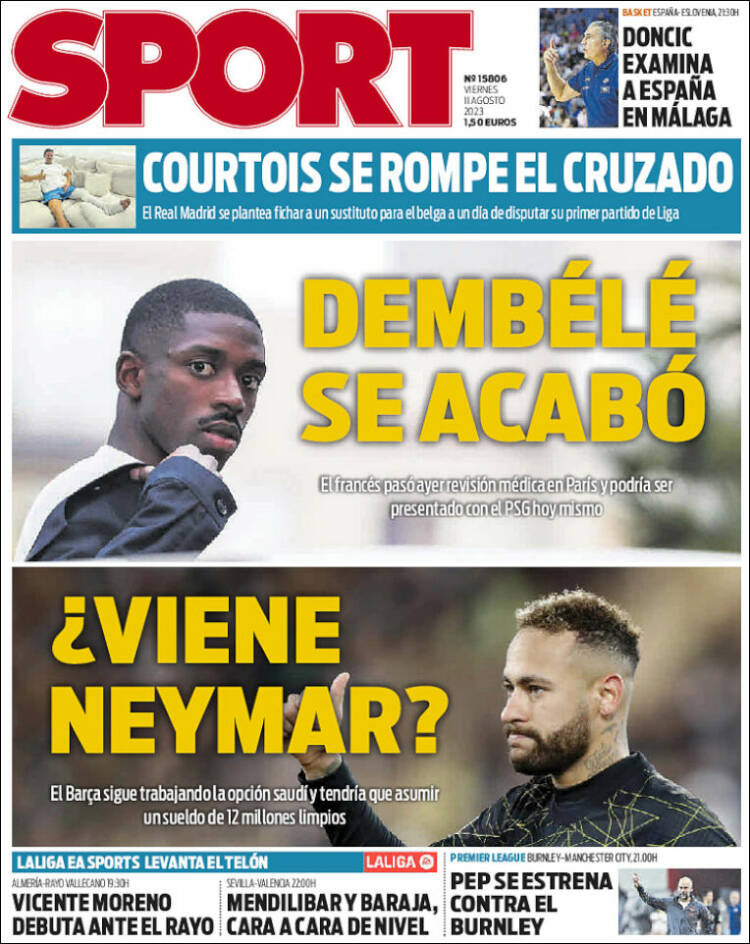 Portadas Deportivas Viernes 11/8/2023
