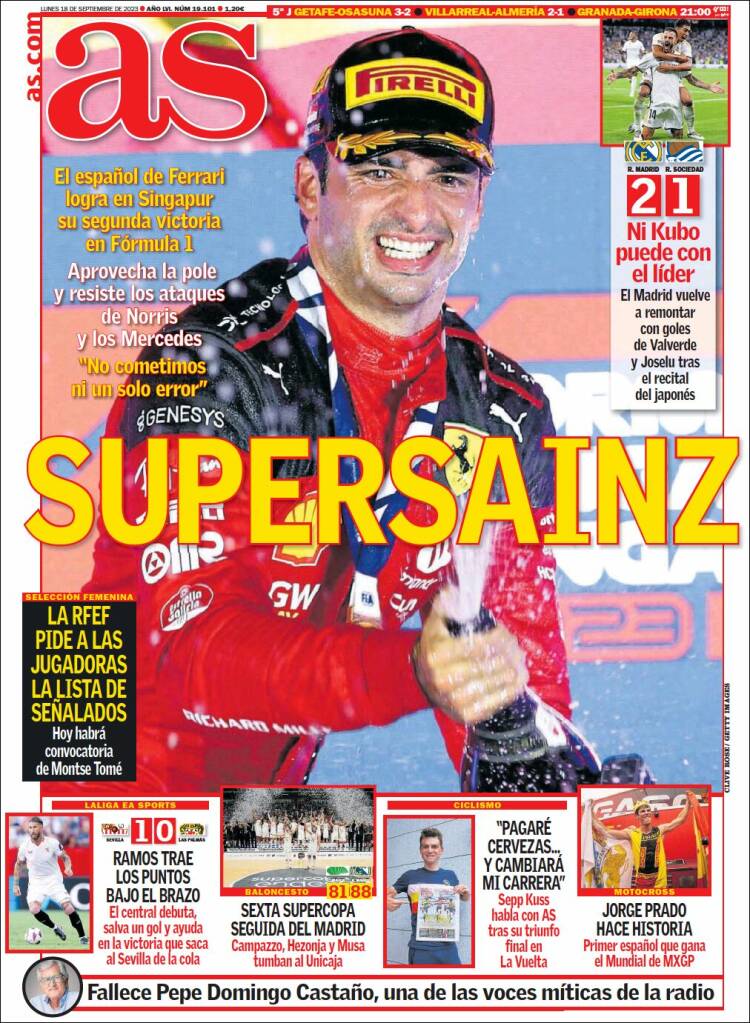 Portadas Deportivas Lunes 18/9/2023