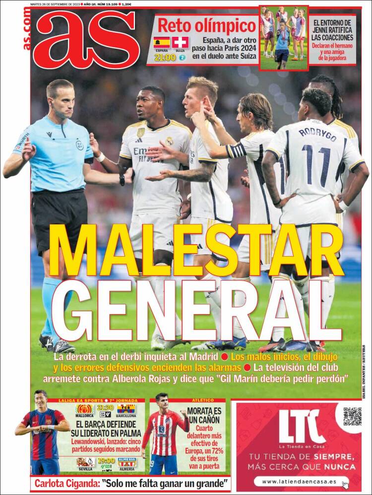 Portadas Deportivas Martes 26/9/2023