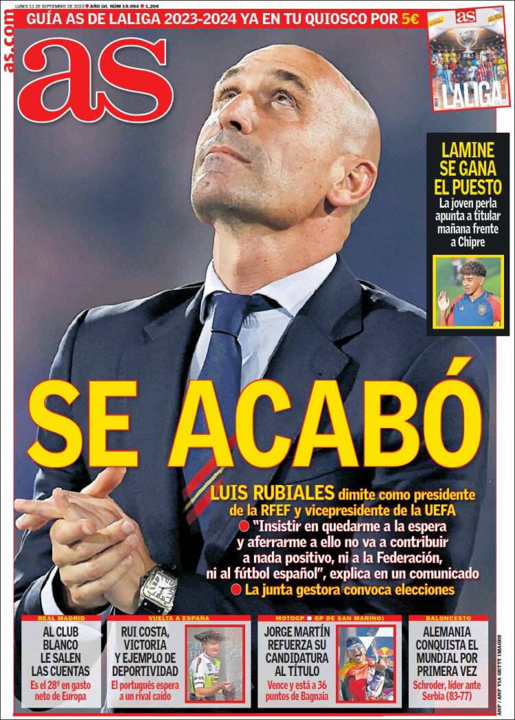 Portadas Deportivas Lunes 11/9/2023 