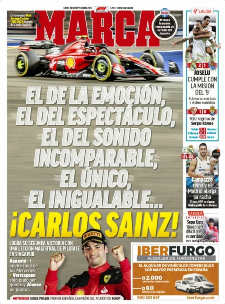 Portadas Deportivas Lunes 18/9/2023
