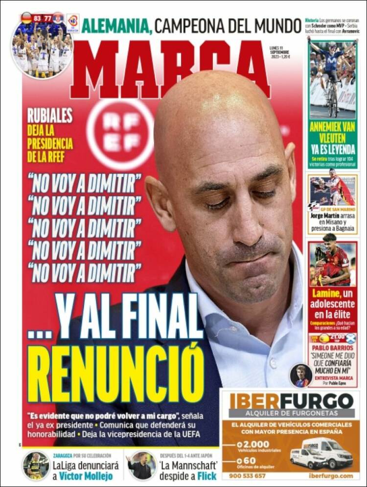 Portadas Deportivas Lunes 11/9/2023 