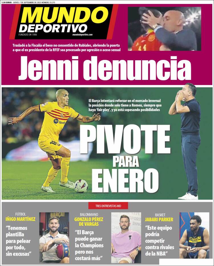 Portadas Deportivas Jueves 7/9/2023 Portadas Deportivas Jueves 7/9/2023